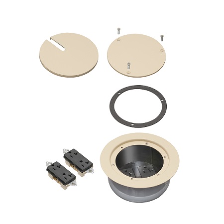 FLBC5570LA Arlington Industries Recessed Cover Kits for 5.5 Inch Round Concrete Box - Light Almond