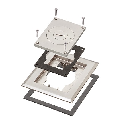 FLBC8513NL Arlington Industries Single Gang Frame and Cover with Furniture Feed Insert - Nickel