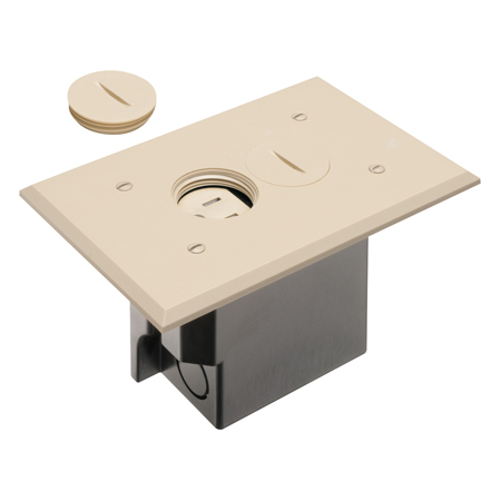 FLBR101LA Arlington Industries 1-Gang Non-Metallic Floor Box for Installed Floors - Light Almond