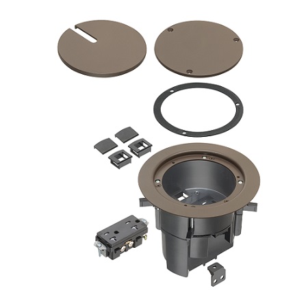FLBR5420BR Arlington Industries In Box Floor Box Kit with Recessed Wiring Device - Brown