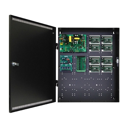 FPO150-B100C8D8E4-4DM2 LifeSafety Power DMP 8 Door 4 Amp 12VDC and 24VDC 8 Lock and 8 Auxiliary Distribution Outputs Access Control Power Supply in UL Listed Indoor 20" W x 24" H x 6.5" D Electrical Enclosure