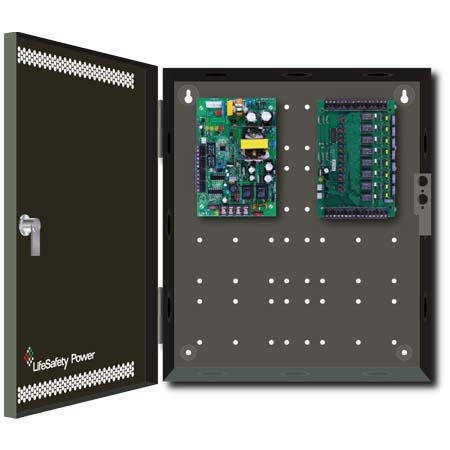 FPO75-C8PE1 LifeSafety Power 8 Door 6 Amp 12VDC 8 Lock Class II Distribution Outputs Access Control and CCTV Power Supply in UL Listed Indoor 12" W x 14" H x 4.5" D Electrical Enclosure