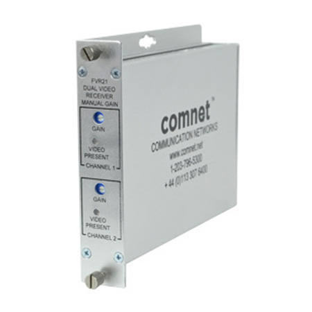 FVR21-LV Comnet Dual Video Receiver With Manual Gain, mm, 2 fiber with Video Loss Relay