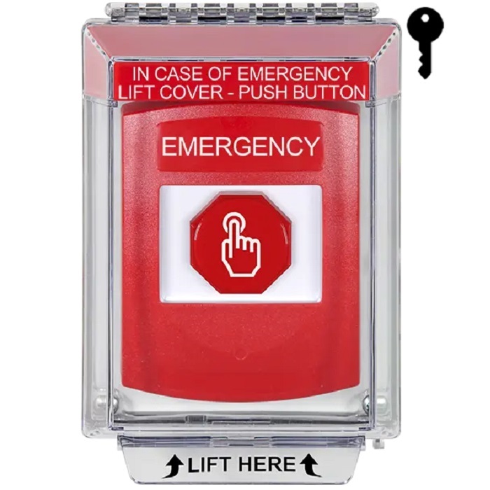 G3A032EM-EN STI G3 Multipurpose Push Button No Camera Red 14010 Flush without Sound Key-To-Reset Emergency - English