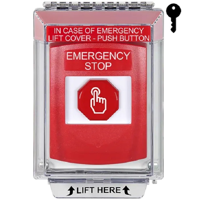 G3A032ES-EN STI G3 Multipurpose Push Button No Camera Red 14010 Flush without Sound Key-To-Reset Emergency Stop - English
