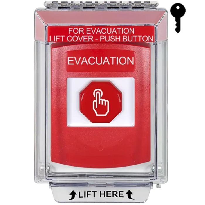 G3A032EV-EN STI G3 Multipurpose Push Button No Camera Red 14010 Flush without Sound Key-To-Reset Evacuation - English