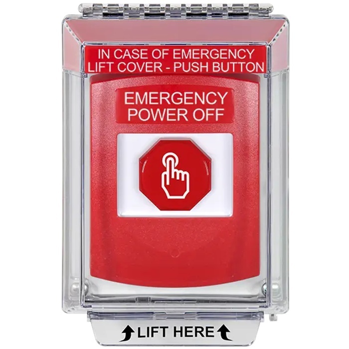 G3A035PO-EN STI G3 Multipurpose Push Button No Camera Red 14010 Flush without Sound Momentary Emergency Power Off - English