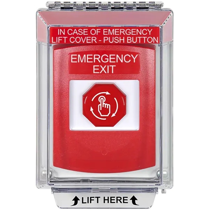 G3A039EX-EN STI G3 Multipurpose Push Button No Camera Red 14010 Flush without Sound Turn-To-Reset Emergency Exit - English