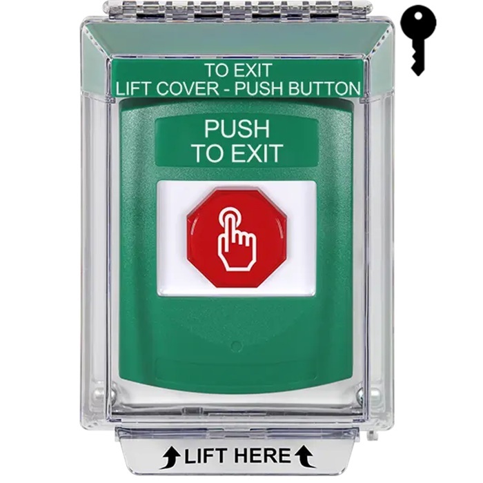 G3A132PX-EN STI G3 Multipurpose Push Button No Camera Green 14010 Flush without Sound Key-To-Reset Push To Exit - English