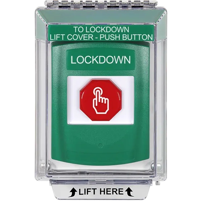 G3A135LD-EN STI G3 Multipurpose Push Button No Camera Green 14010 Flush without Sound Momentary LockDown - English