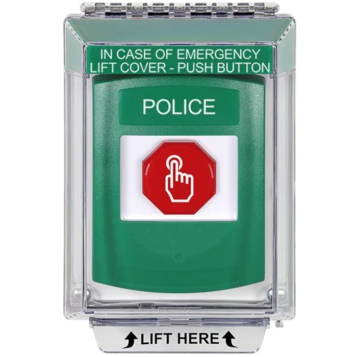 G3A135PL-EN STI G3 Multipurpose Push Button No Camera Green 14010 Flush without Sound Momentary Police - English
