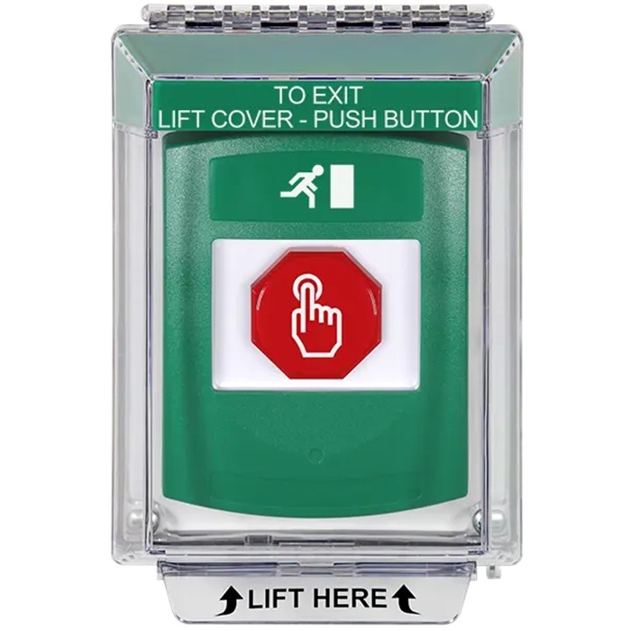 G3A135RM-EN STI G3 Multipurpose Push Button No Camera Green 14010 Flush without Sound Momentary Running Man Symbol - English
