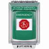 Show product details for G3A139EM-EN STI G3 Multipurpose Push Button No Camera Green 14010 Flush without Sound Turn-To-Reset Emergency - English