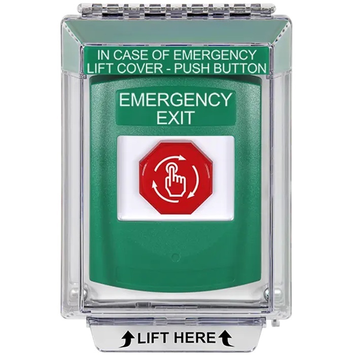 G3A139EX-EN STI G3 Multipurpose Push Button No Camera Green 14010 Flush without Sound Turn-To-Reset Emergency Exit - English