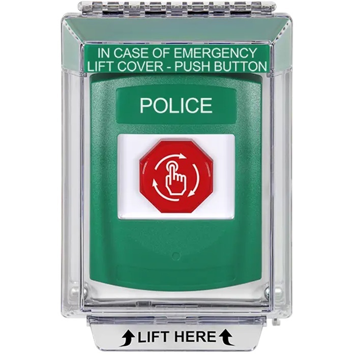 G3A139PL-EN STI G3 Multipurpose Push Button No Camera Green 14010 Flush without Sound Turn-To-Reset Police - English