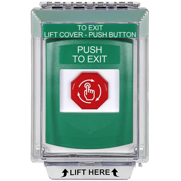 G3A139PX-EN STI G3 Multipurpose Push Button No Camera Green 14010 Flush without Sound Turn-To-Reset Push To Exit - English