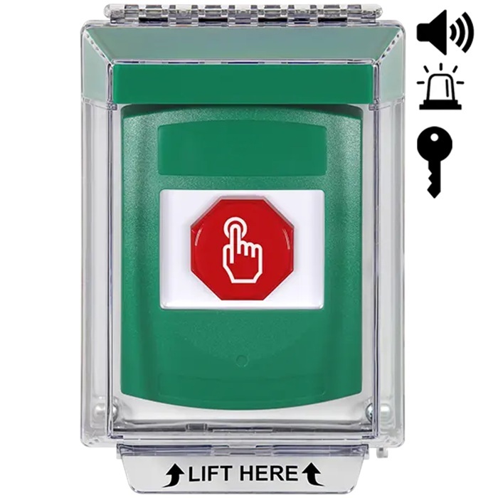 G3A142NT-EN STI G3 Multipurpose Push Button No Camera Green 14020 Flush with Sound Key-To-Reset No Text - English