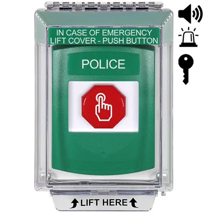 G3A142PL-EN STI G3 Multipurpose Push Button No Camera Green 14020 Flush with Sound Key-To-Reset Police - English