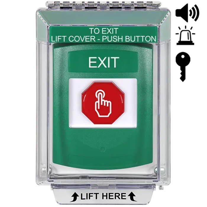 G3A142XT-EN STI G3 Multipurpose Push Button No Camera Green 14020 Flush with Sound Key-To-Reset Exit - English