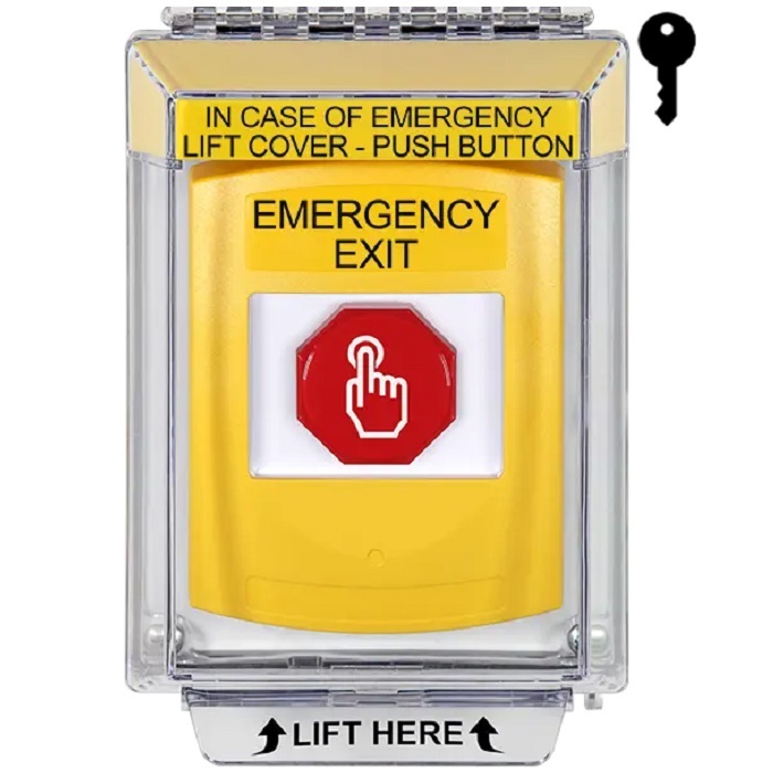 G3A232EX-EN STI G3 Multipurpose Push Button No Camera Yellow 14010 Flush without Sound Key-To-Reset Emergency Exit - English