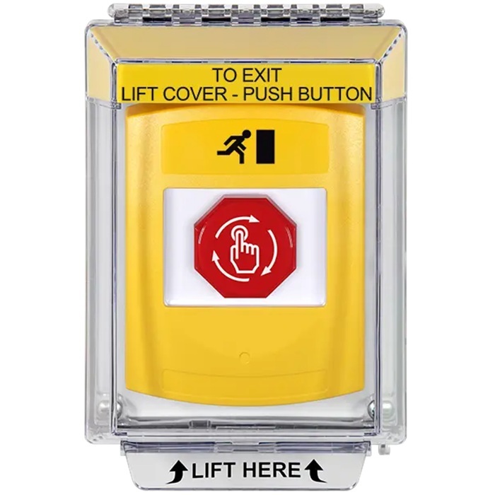 G3A239RM-EN STI G3 Multipurpose Push Button No Camera Yellow 14010 Flush without Sound Turn-To-Reset Running Man Symbol - English