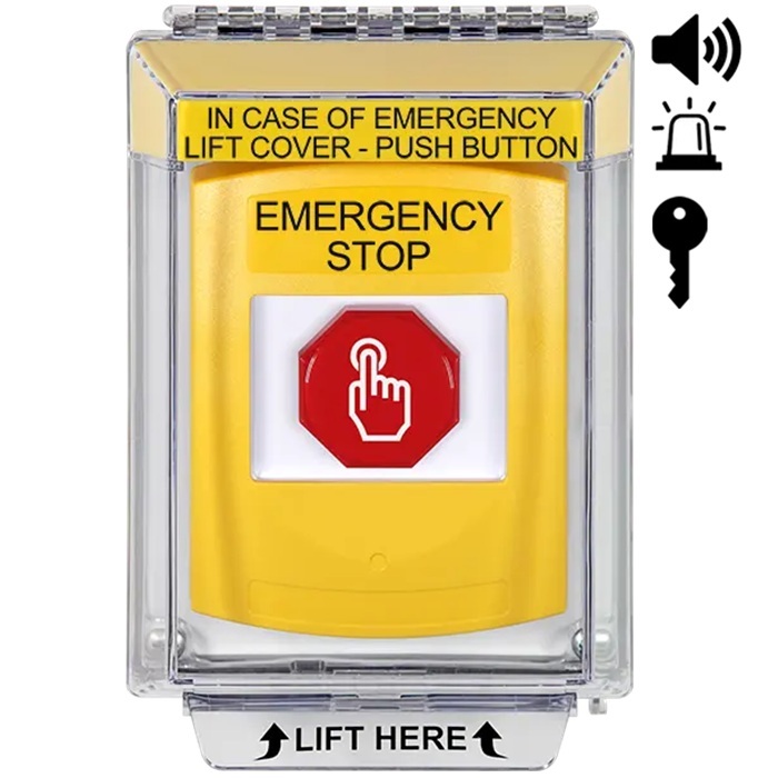 G3A242ES-EN STI G3 Multipurpose Push Button No Camera Yellow 14020 Flush with Sound Key-To-Reset Emergency Stop - English