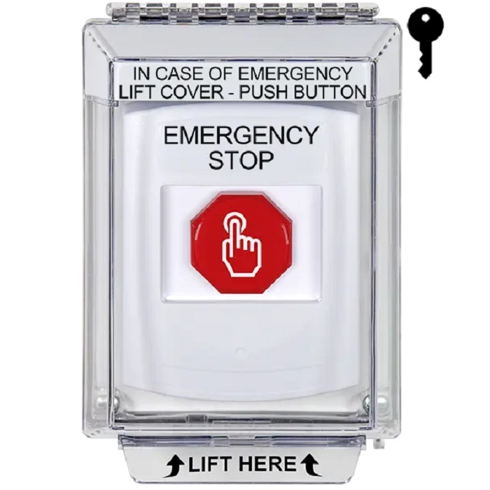 G3A332ES-EN STI G3 Multipurpose Push Button No Camera White 14010 Flush without Sound Key-To-Reset Emergency Stop - English