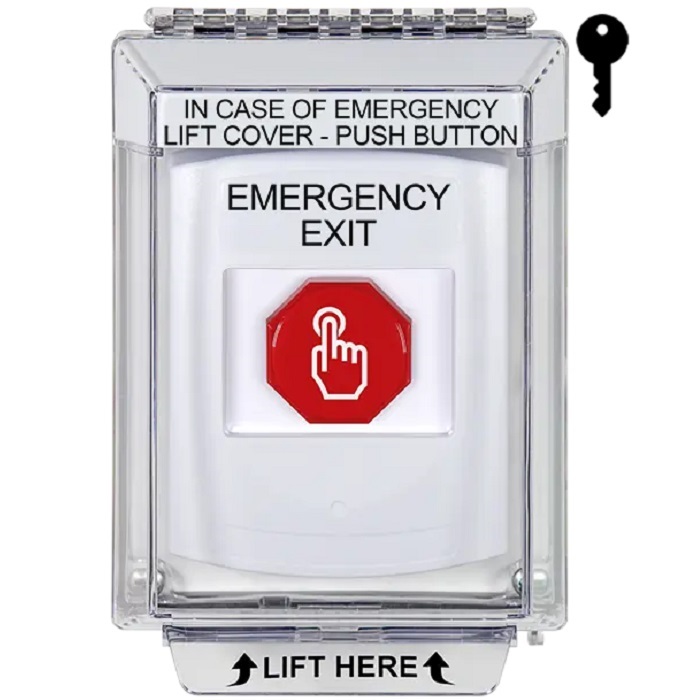G3A332EX-EN STI G3 Multipurpose Push Button No Camera White 14010 Flush without Sound Key-To-Reset Emergency Exit - English