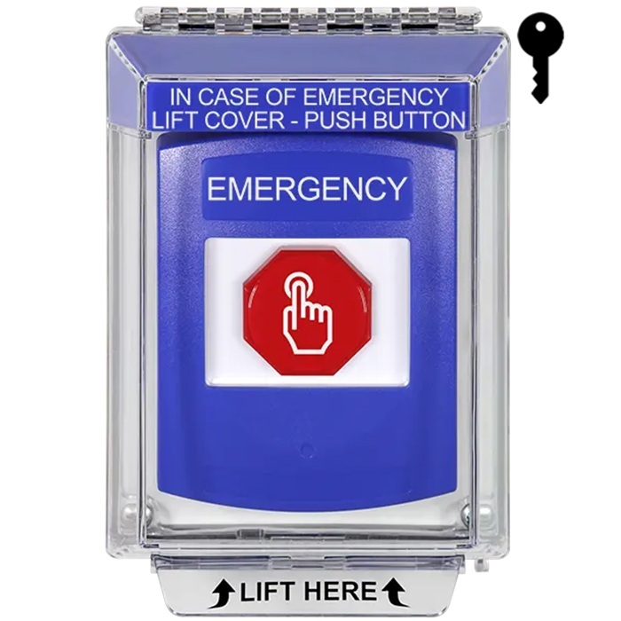 G3A432EM-EN STI G3 Multipurpose Push Button No Camera Blue 14010 Flush without Sound Key-To-Reset Emergency - English
