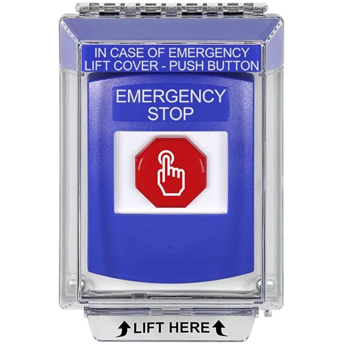 G3A435ES-EN STI G3 Multipurpose Push Button No Camera Blue 14010 Flush without Sound Momentary Emergency Stop - English