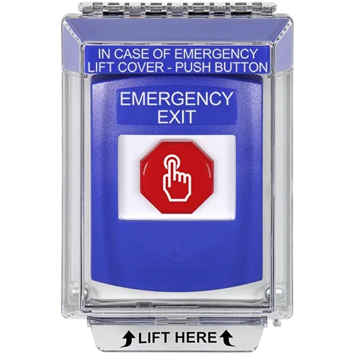 G3A435EX-EN STI G3 Multipurpose Push Button No Camera Blue 14010 Flush without Sound Momentary Emergency Exit - English