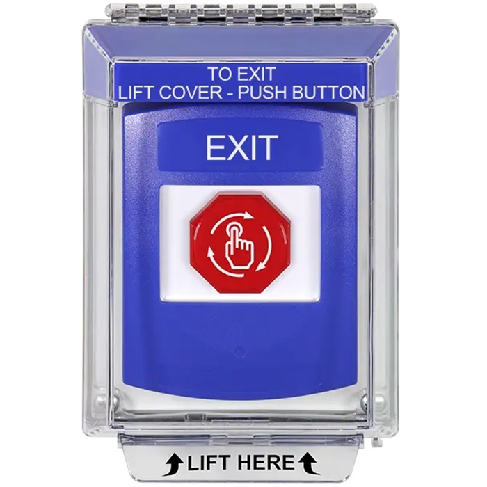 G3A439XT-EN STI G3 Multipurpose Push Button No Camera Blue 14010 Flush without Sound Turn-To-Reset Exit - English