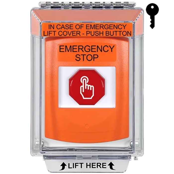 G3A532ES-EN STI G3 Multipurpose Push Button No Camera Orange 14010 Flush without Sound Key-To-Reset Emergency Stop - English