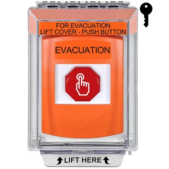 G3A532EV-EN STI G3 Multipurpose Push Button No Camera Orange 14010 Flush without Sound Key-To-Reset Evacuation - English