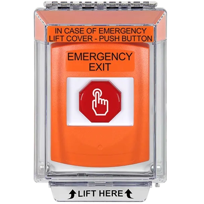 G3A535EX-EN STI G3 Multipurpose Push Button No Camera Orange 14010 Flush without Sound Momentary Emergency Exit - English