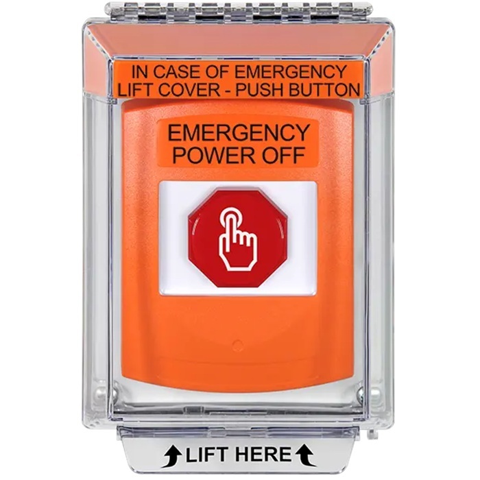 G3A535PO-EN STI G3 Multipurpose Push Button No Camera Orange 14010 Flush without Sound Momentary Emergency Power Off - English