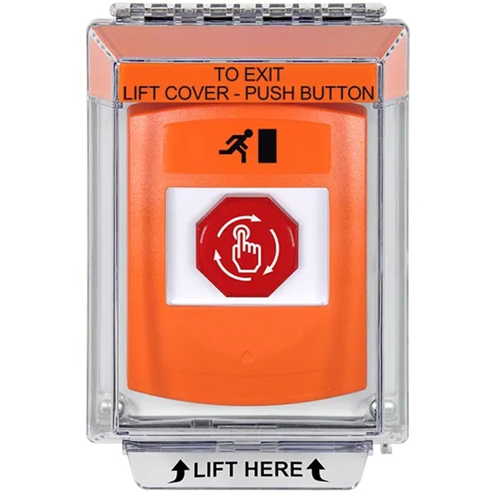 G3A539RM-EN STI G3 Multipurpose Push Button No Camera Orange 14010 Flush without Sound Turn-To-Reset Running Man Symbol - English