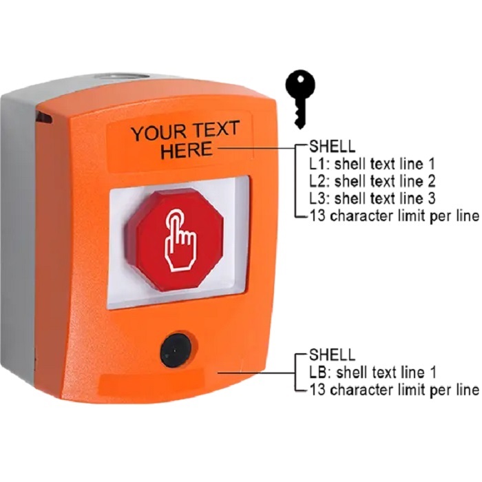 G3C502ZA-EN STI G3 Multipurpose Push Button with Camera Orange No Cover Key-To-Reset Custom Text - English