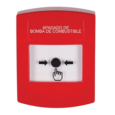GLR001PS-ES STI Red Indoor Only No Cover Key-to-Reset Push Button with FUEL PUMP SHUT-DOWN Label Spanish