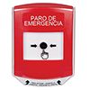 Show product details for GLR021ES-ES STI Red Indoor Only Shield Key-to-Reset Push Button with EMERGENCY STOP Label Spanish