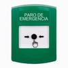 Show product details for GLR101ES-ES STI Green Indoor Only No Cover Key-to-Reset Push Button with EMERGENCY STOP Label Spanish