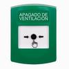 GLR101HV-ES STI Green Indoor Only No Cover Key-to-Reset Push Button with HVAC SHUT-DOWN Label Spanish