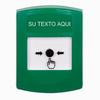 GLR101ZA-ES STI Green Indoor Only No Cover Key-to-Reset Push Button with Non-Returnable Custom Text Label Spanish