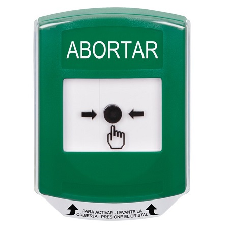 GLR121AB-ES STI Green Indoor Only Shield Key-to-Reset Push Button with ABORT Label Spanish