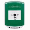 GLR121PS-ES STI Green Indoor Only Shield Key-to-Reset Push Button with FUEL PUMP SHUT-DOWN Label Spanish