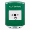 GLR121ZA-EN STI Green Indoor Only Shield Key-to-Reset Push Button with Non-Returnable Custom Text Label English