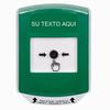 GLR121ZA-ES STI Green Indoor Only Shield Key-to-Reset Push Button with Non-Returnable Custom Text Label Spanish
