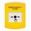 Show product details for GLR201ES-EN STI Yellow Indoor Only No Cover Key-to-Reset Push Button with EMERGENCY STOP Label English