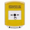 Show product details for GLR221HV-ES STI Yellow Indoor Only Shield Key-to-Reset Push Button with HVAC SHUT-DOWN Label Spanish