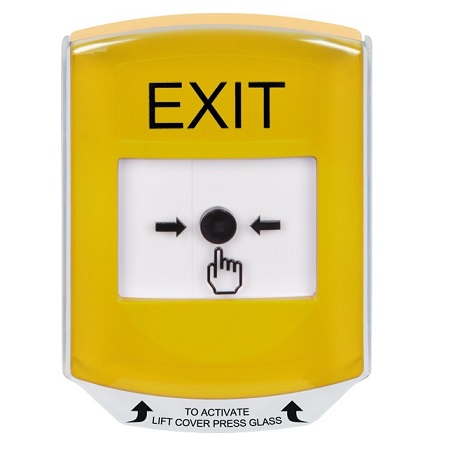 GLR221XT-EN STI Yellow Indoor Only Shield Key-to-Reset Push Button with EXIT Label English